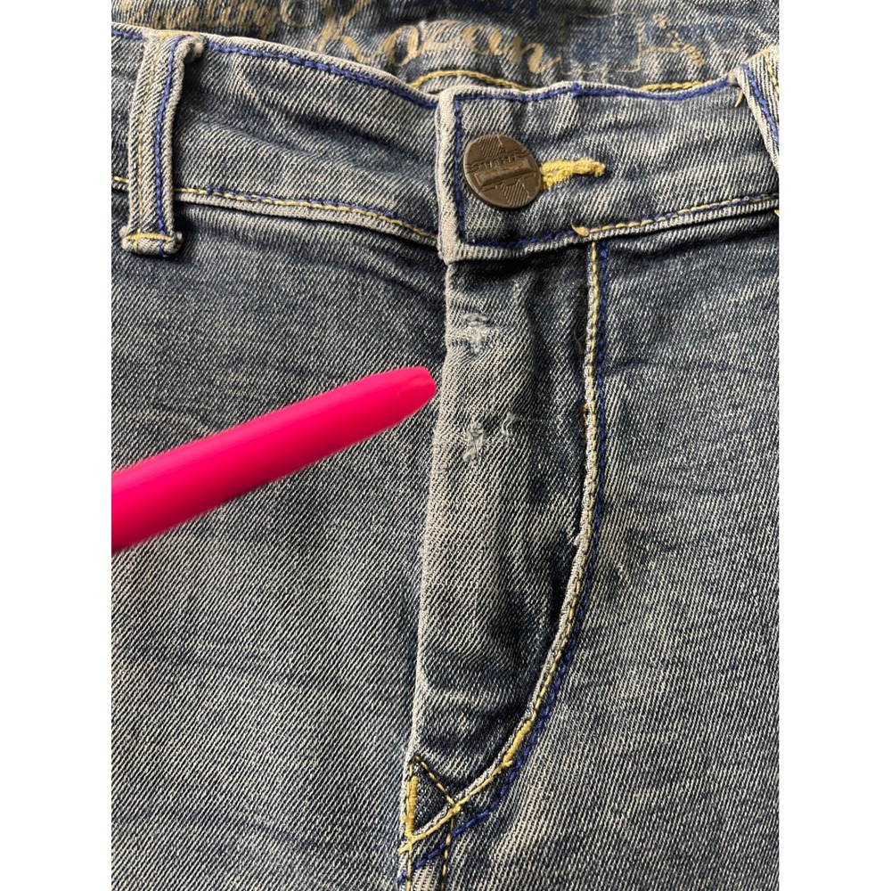Kozan Medium Wash Straight Leg Jeans Distressed Streetwear Patches Blue 31x31 - Picture 12 of 16